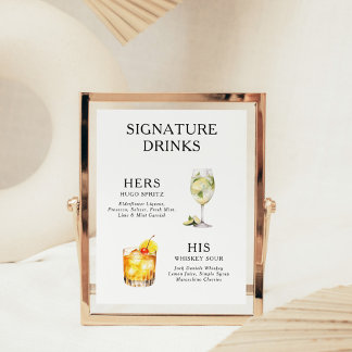 Signature Boissons Mariage Cocktail Menu Poster