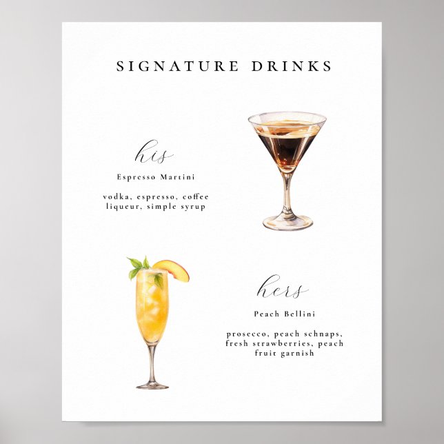 Signature Boissons Mariage Cocktails Poster (Devant)