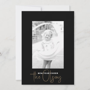 Signature Cheer Chic Black New Years Photo Card