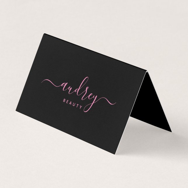 Signature Chic Typography Pink and Black Business Card (Front)