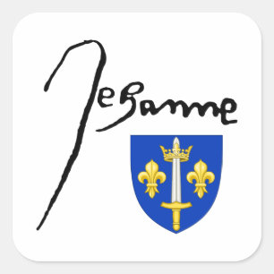 Signature/ coat of arms of Jeanne d'Arc Square Sticker