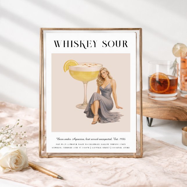 Signature Cocktail | Aquarius Zodiac Birthday Invitation (Creator Uploaded)