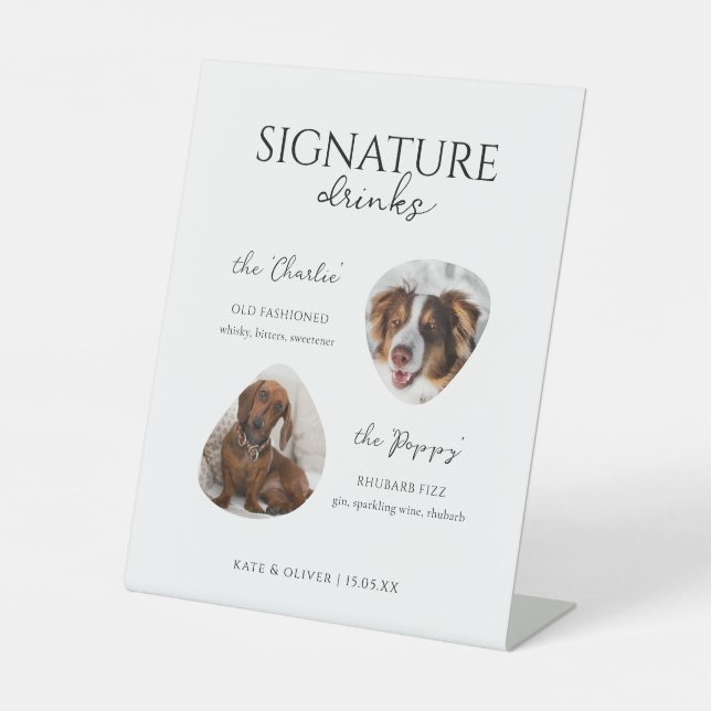 Signature Cocktail Dog Photo Drinks Bar Sign (Front)