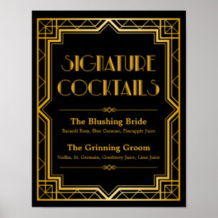Signature Cocktail Wedding Sign Gatsby Art Deco