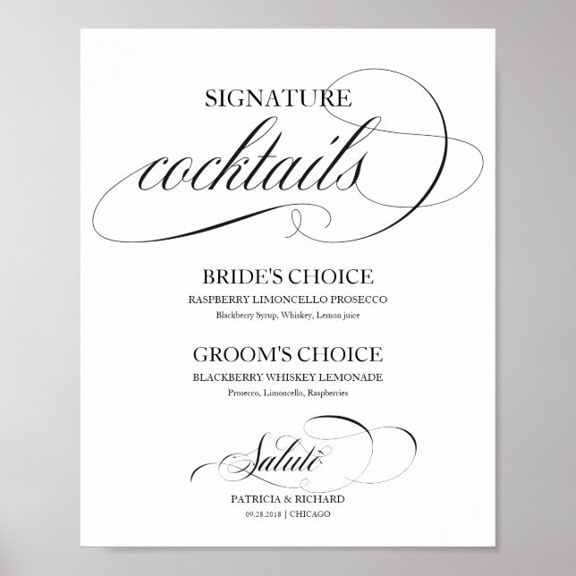 Signature Cocktails Black Script Poster (Front)