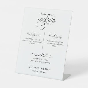 Signature Cocktails Elegant Black White Wedding Pedestal Sign