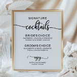 Signature Cocktails Elegant Script Wedding Sign<br><div class="desc">This stunning calligraphy wedding suite exudes a modern, bold, and timeless design. Our comprehensive collection provides everything you need to create a cohesive and chic atmosphere, including matching menu cards, personalized napkins, striking signs, favours, and much more. Don't hesitate to reach out via chat for personalized assistance or to discover...</div>