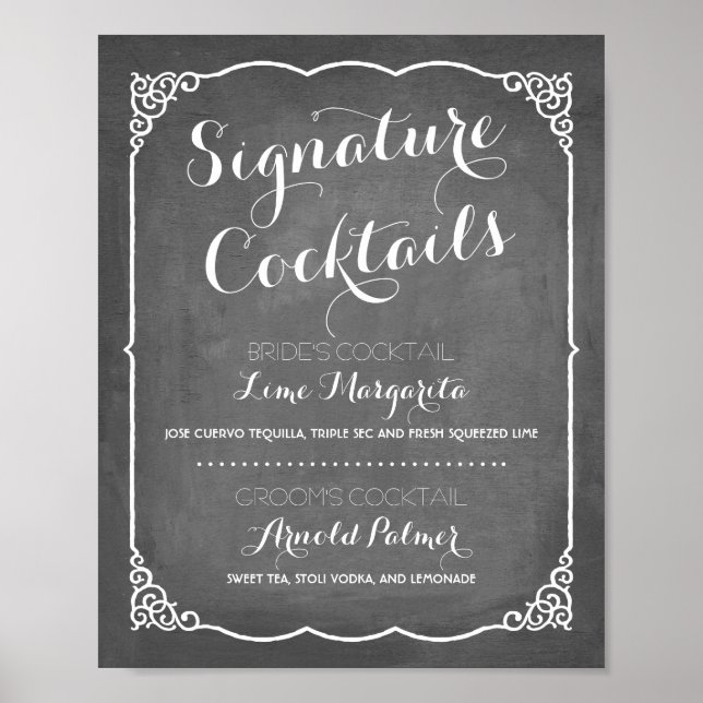 Signature Cocktails Menu | Wedding Decor (Front)