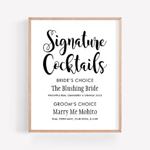 Signature Cocktails Poster Sign   Black Script