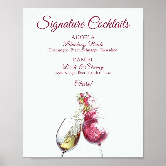 Signature Cocktails Red and White Wine Dance Poster (Front)