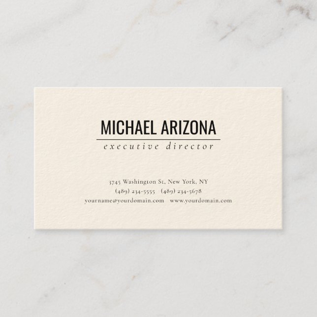 Signature Cream Minimalist Simple Plain  Business Card (Front)