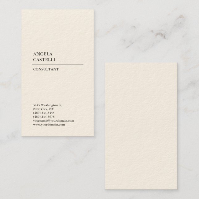 Signature Cream Trendy Modern Minimalist Plain Business Card (Front/Back)