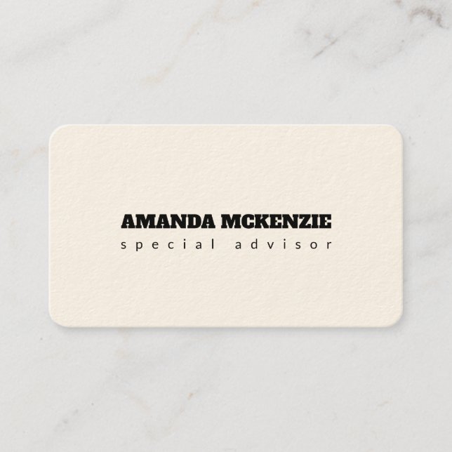 Signature Cream Trendy Unique Creative Minimalist Business Card (Front)