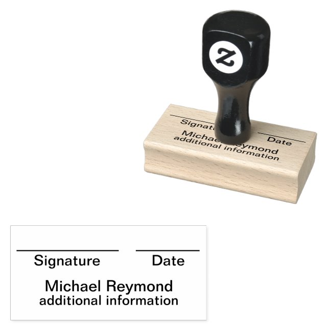 Signature, Date and Print Name Rubber Stamp (Stamped)