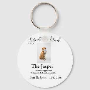 Signature drink add pet photo name date year text keychain