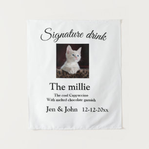 Signature drink add pet photo name date year text  tapestry