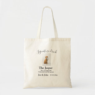 Signature drink add pet photo name date year text  tote bag