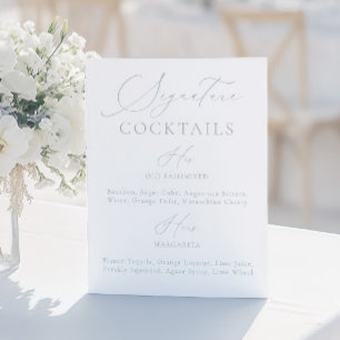 Signature Drink Dusty Blue & White Wedding Menu