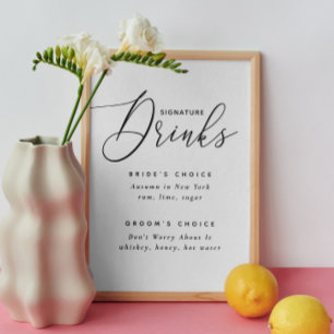 Signature Drink   Elegant Wedding Cocktails Sign