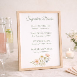Signature Drink Menu Sign Wildflower Paper Sheet