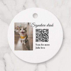 Signature drink scan QR code add pet photo name Favour Tags