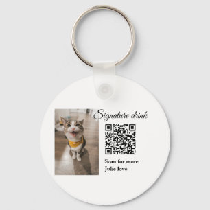 Signature drink scan QR code add pet photo name  Keychain