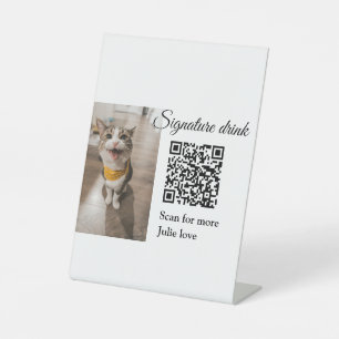 Signature drink scan QR code add pet photo name  Pedestal Sign