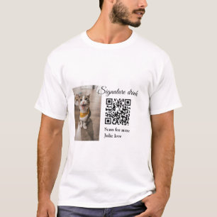 Signature drink scan QR code add pet photo name  T-Shirt