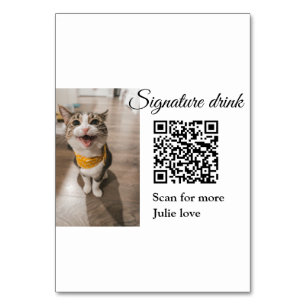 Signature drink scan QR code add pet photo name Table Number
