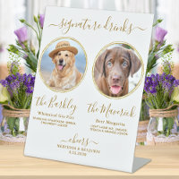 Signature Drinks Custom Photo Gold Pet Wedding Bar