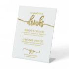 Signature Drinks Elegant Gold Script Wedding Sign