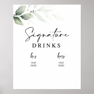 Signature Drinks greenery sign