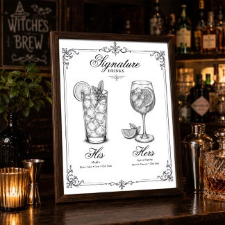 Signature Drinks His and Hers Wedding Poster