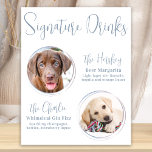 Signature Drinks Modern Dusty Blue Pet Wedding Poster<br><div class="desc">Signature Cocktails by from your pets! Include your best dog, best cat and any pet in your wedding with his own signature drink bar for your guests. Perfect for dog lovers, and a special dog bar will be a hit at your wedding. Elegant dusty blue script and picture templates. Customize...</div>