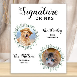 Signature Drinks Pet Wedding Cocktail  Poster