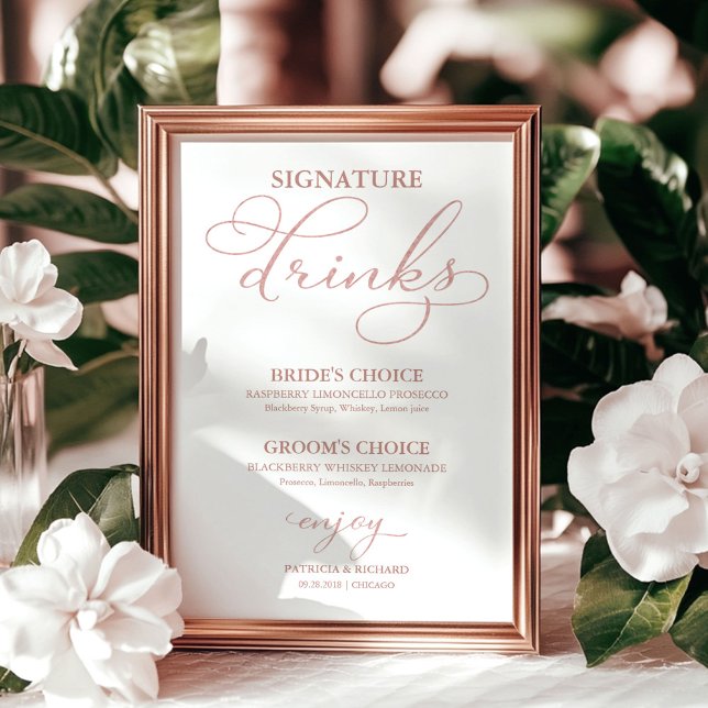Signature Drinks Rose Gold Foil Wedding Sign (Creator Uploaded)