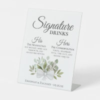 Signature Drinks Rustic Eucalyptus Bouquet Wedding