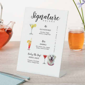 Signature drinks sign,His and hers signature Drink Pedestal Sign