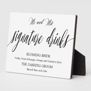 Signature drinks sign Tabletop Plaque with Easel