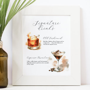 Signature Drinks Signs   Watercolor Cocktails