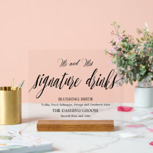 Signature drinks Wedding Acrylic sign 
