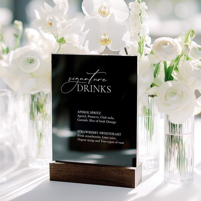 Signature Drinks Wedding Bar Black (Signature Drinks Wedding Bar Black Acrylic Sign)
