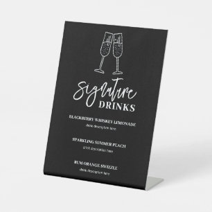 Signature Drinks Wedding Bar Pedestal Sign 