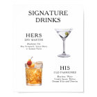 Signature Drinks Wedding Cocktail Menu Poster