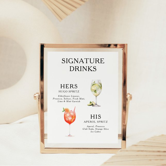 Signature Drinks Wedding Cocktail Menu Poster (Creator Uploaded)