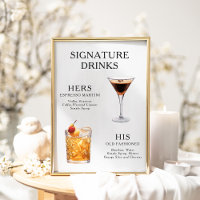 Signature Drinks Wedding Cocktail Menu Poster