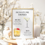 Signature Drinks Wedding Cocktail Menu Poster<br><div class="desc">Customize this wedding cocktail menu and it will be sure to impress!</div>
