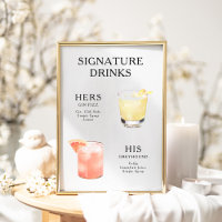 Signature Drinks Wedding Cocktail Menu Poster