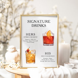 Signature Drinks Wedding Cocktail Menu Poster
