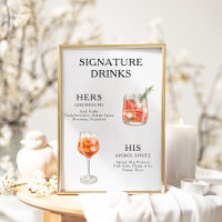 Signature Drinks Wedding Cocktail Menu Poster